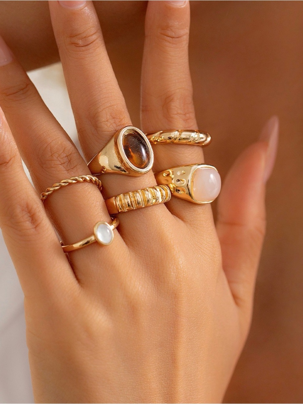 Gold Gemstone Stackable Rings - Elegant Women’s Fashion Jewelry
